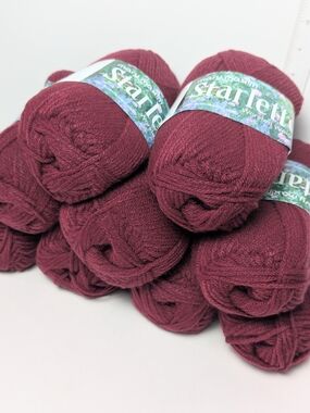 Mary Maxim 9 Skeins Starlett Yarn Skeins Deep Petals Pink Knitting Crochet